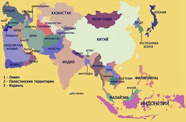 paesi della mappa estera dell'Asia