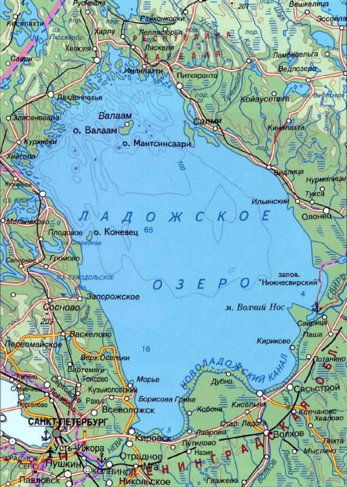 mappa delle profondità del Lago Ladoga